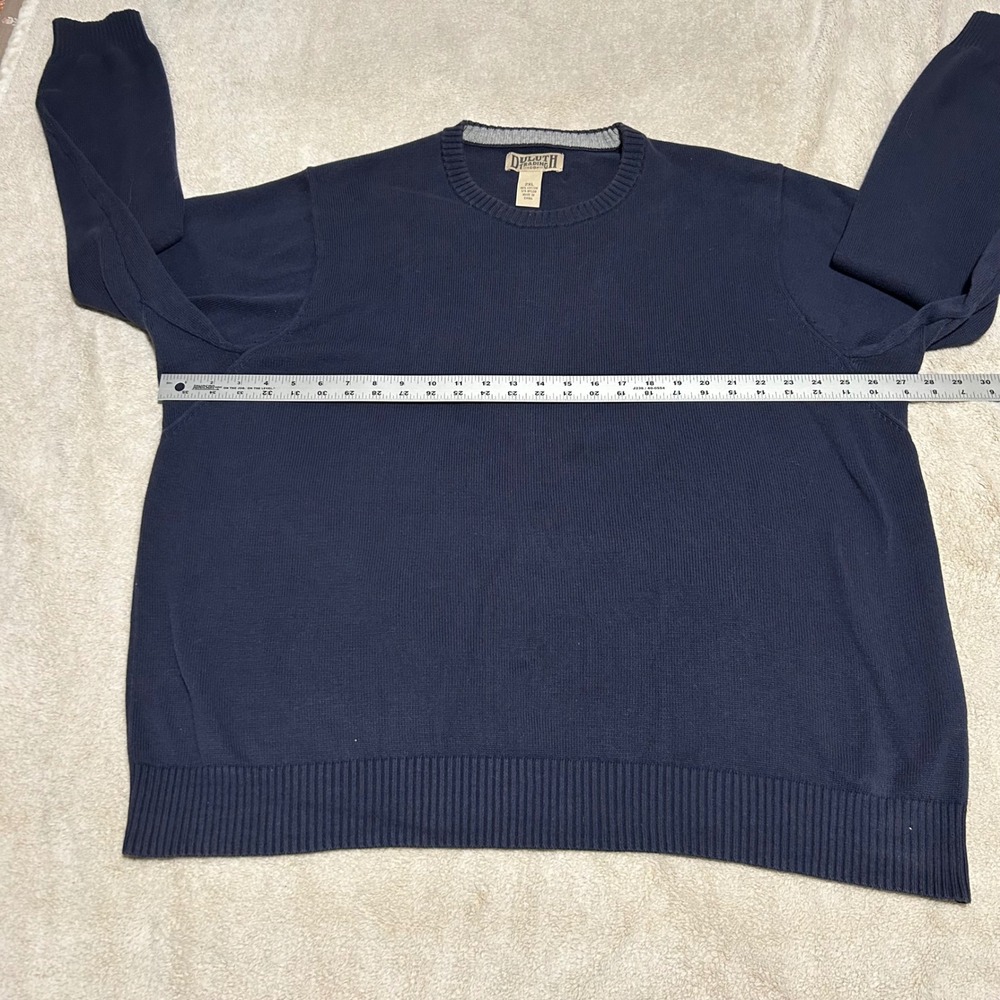 Duluth Trading Co Sweater Mens 2XL Navy Blue Cotton Blend Ribbed Crew Neck 1035 - Picture 7 of 8